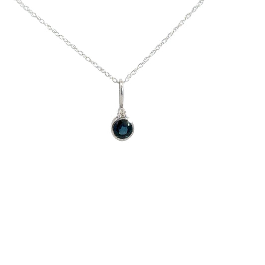 14k White Gold Sapphire Bezel Pendant