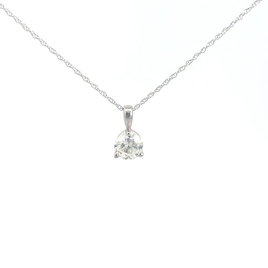 14k White Gold Diamond Solitaire Pendant .50cttw
