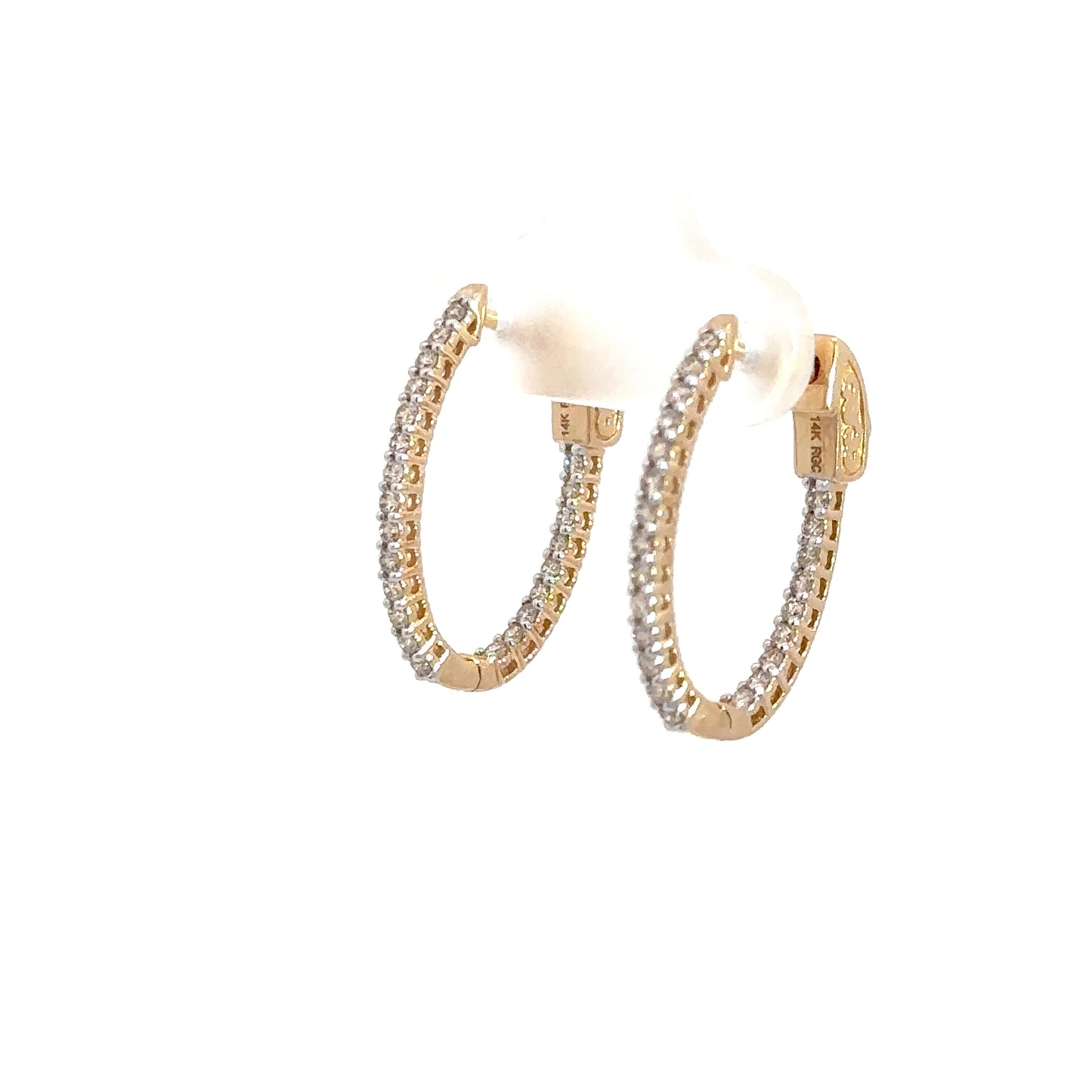 14k Yellow Gold Diamond In/Out Hoops .50cttw