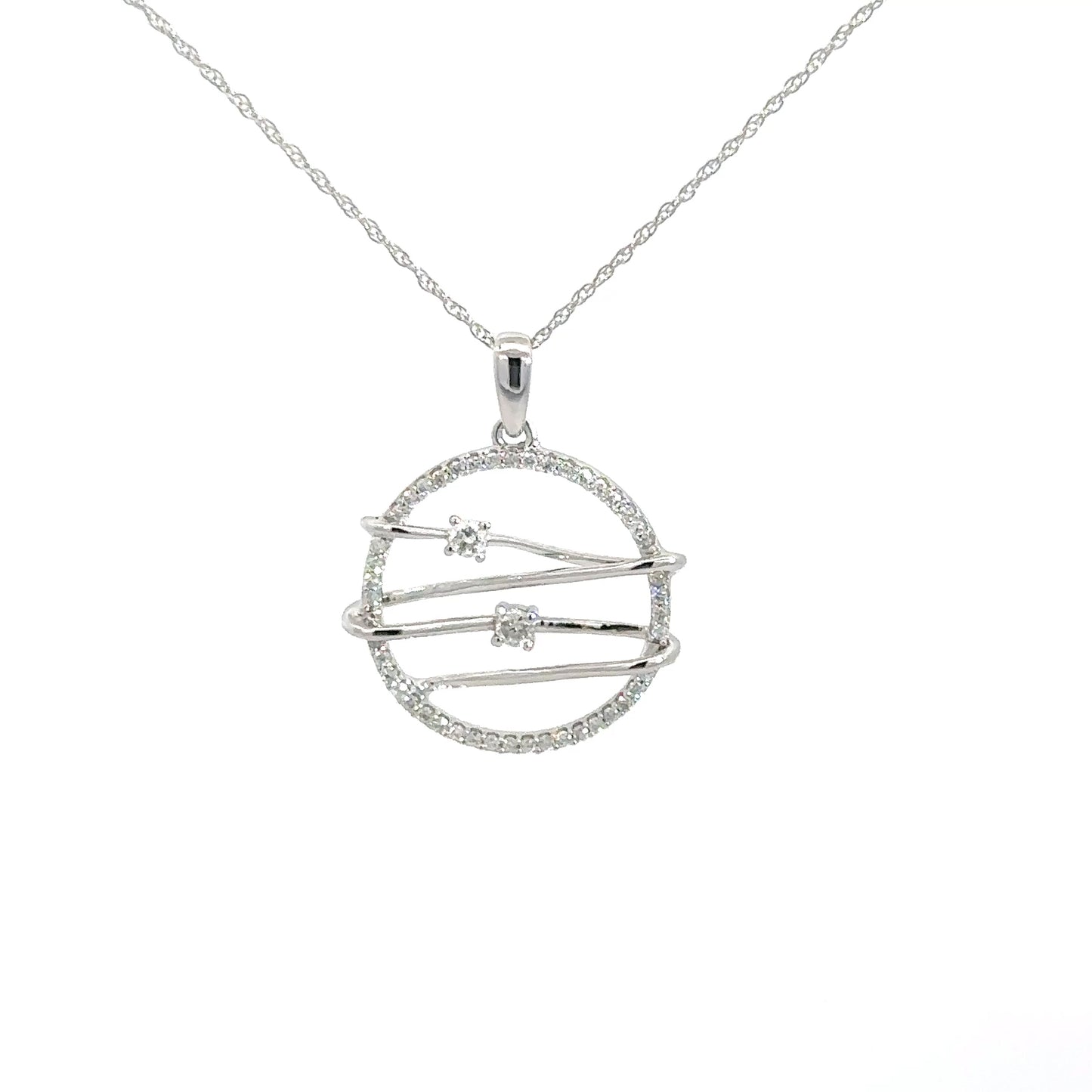10k White Gold Diamond Circle Pendant .26cttw