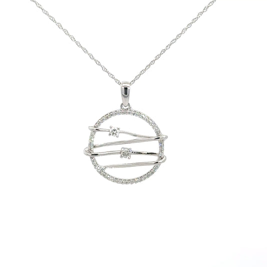 10k White Gold Diamond Circle Pendant .26cttw