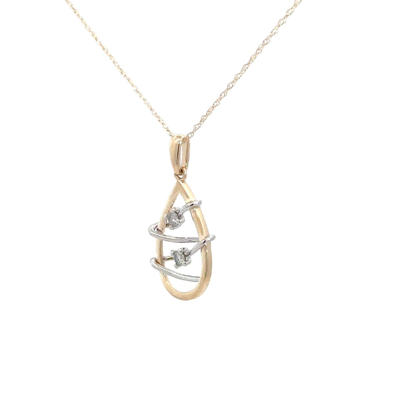 10k Yellow & White Gold Diamond Pendant .10cttw