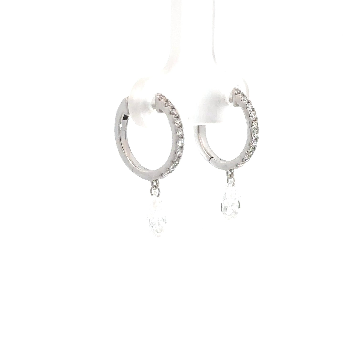 14k White Gold Lab Grown Diamond Hoop with Dangels 1.25cttw