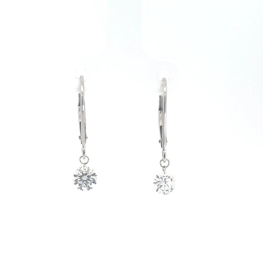 14k White Gold Lab Grown Diamond Leverback Earrings 1cttw