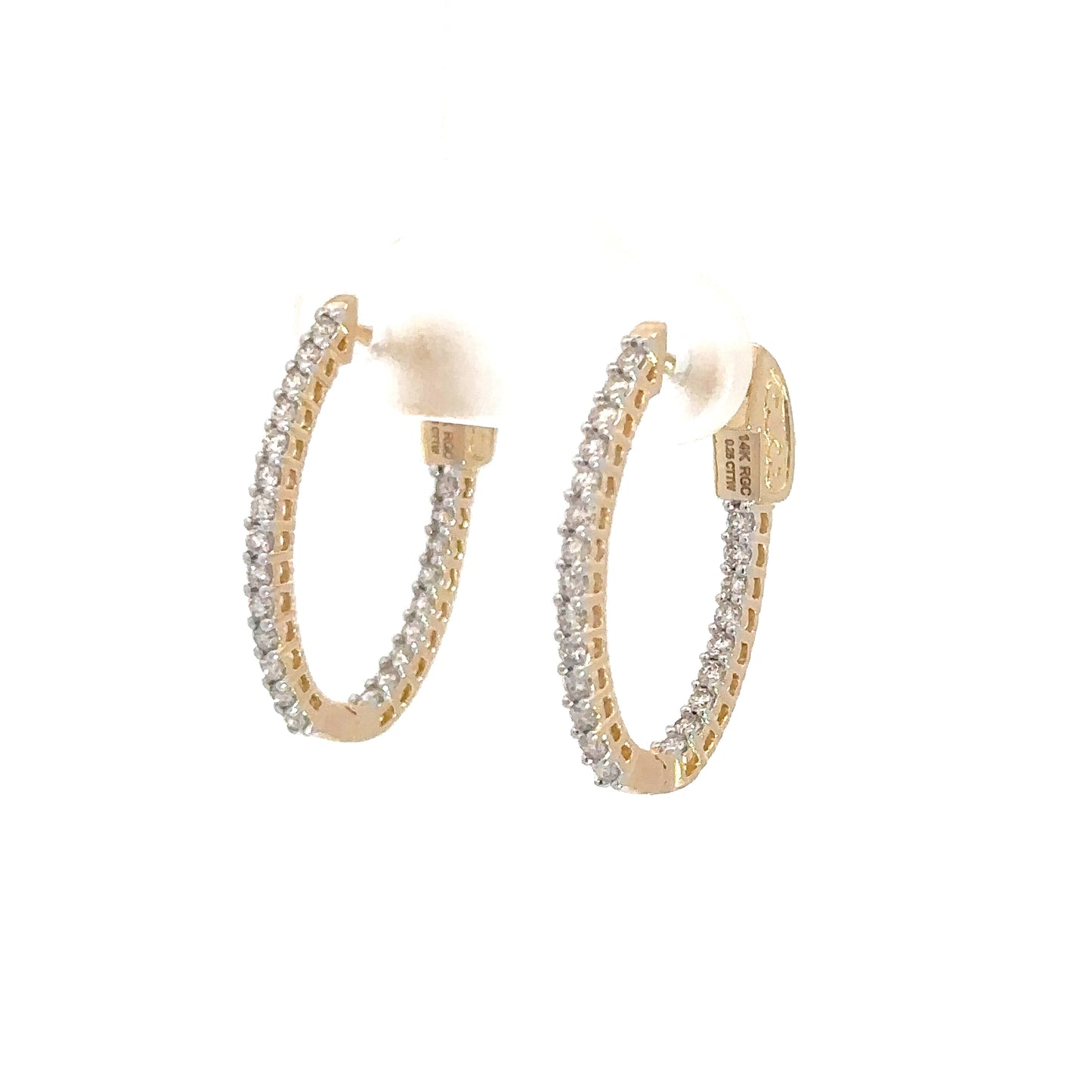 14k Yellow Gold Diamond In/Out Hoops .50cttw