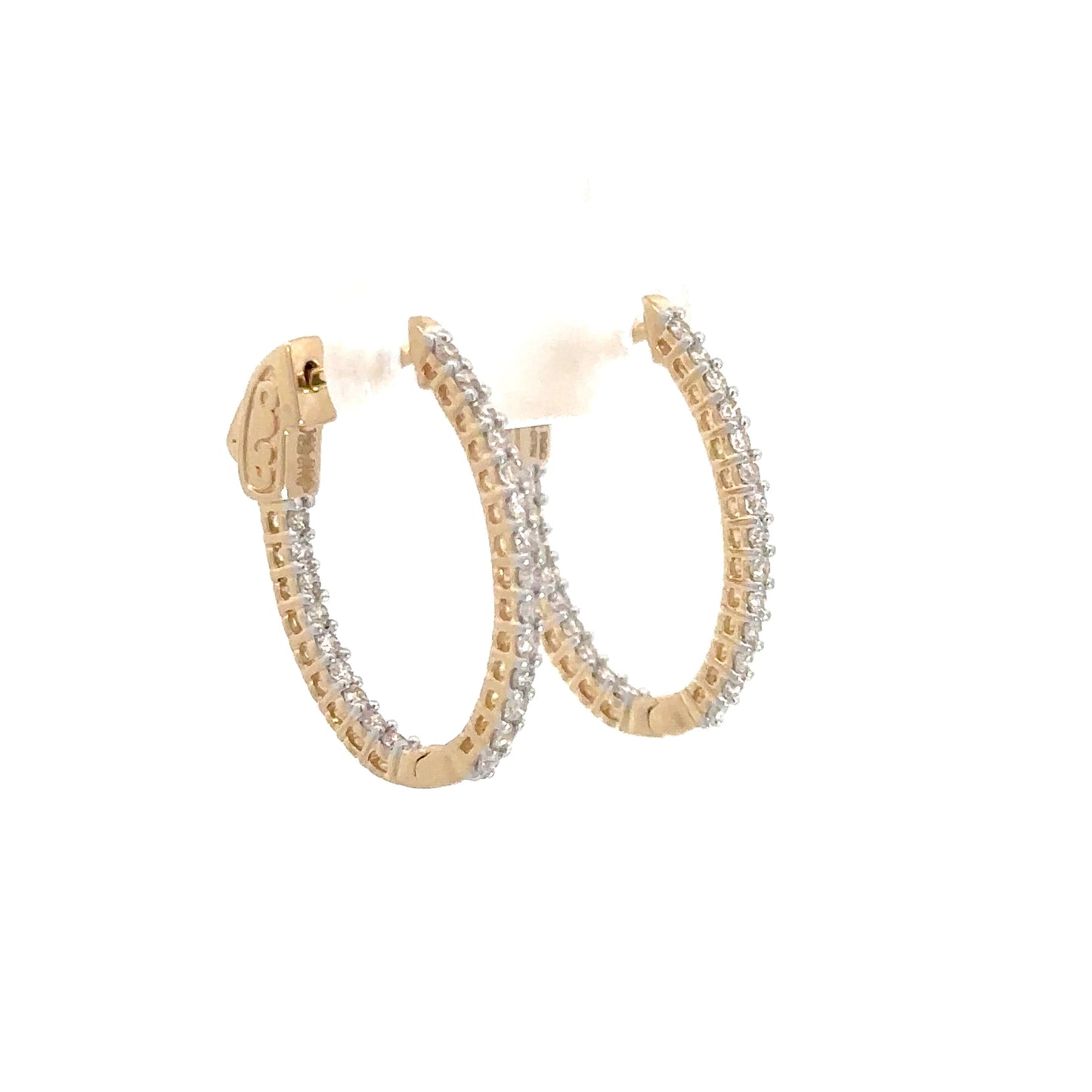 14k Yellow Gold Diamond In/Out Hoops .50cttw