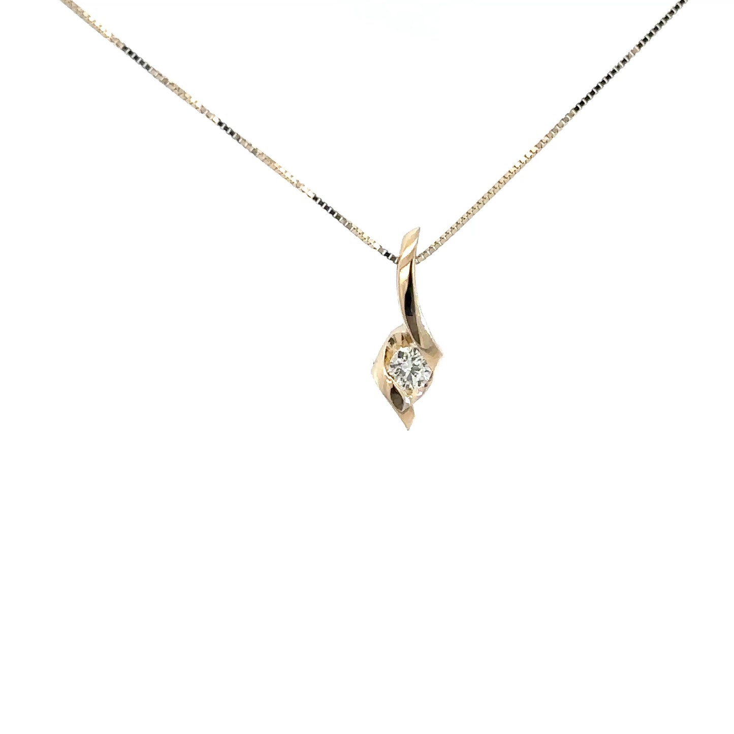 14k Yellow Gold Diamond Pendant 1/8cttw