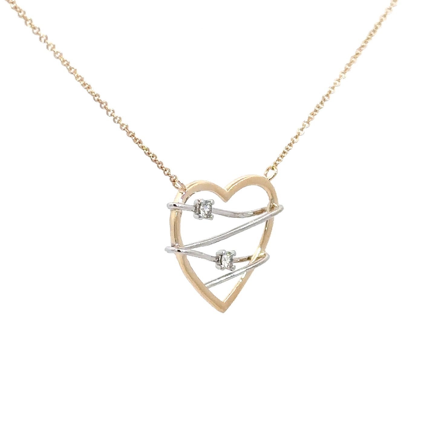 10k Yellow & White Gold Diamond Heart .10cttw Pendant