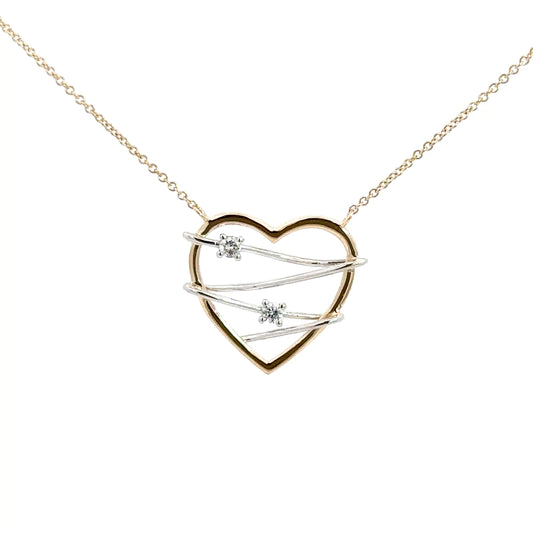 10k Yellow & White Gold Diamond Heart .10cttw Pendant