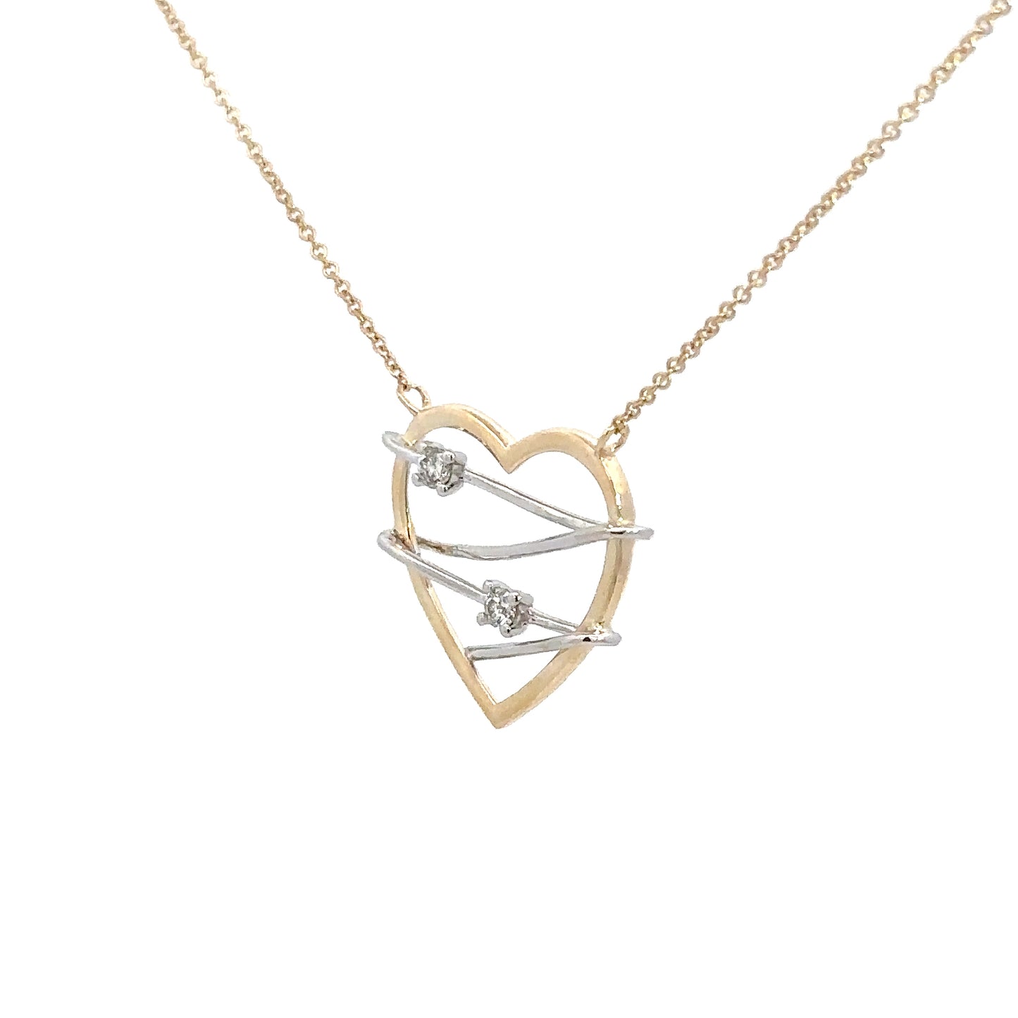 10k Yellow & White Gold Diamond Heart .10cttw Pendant