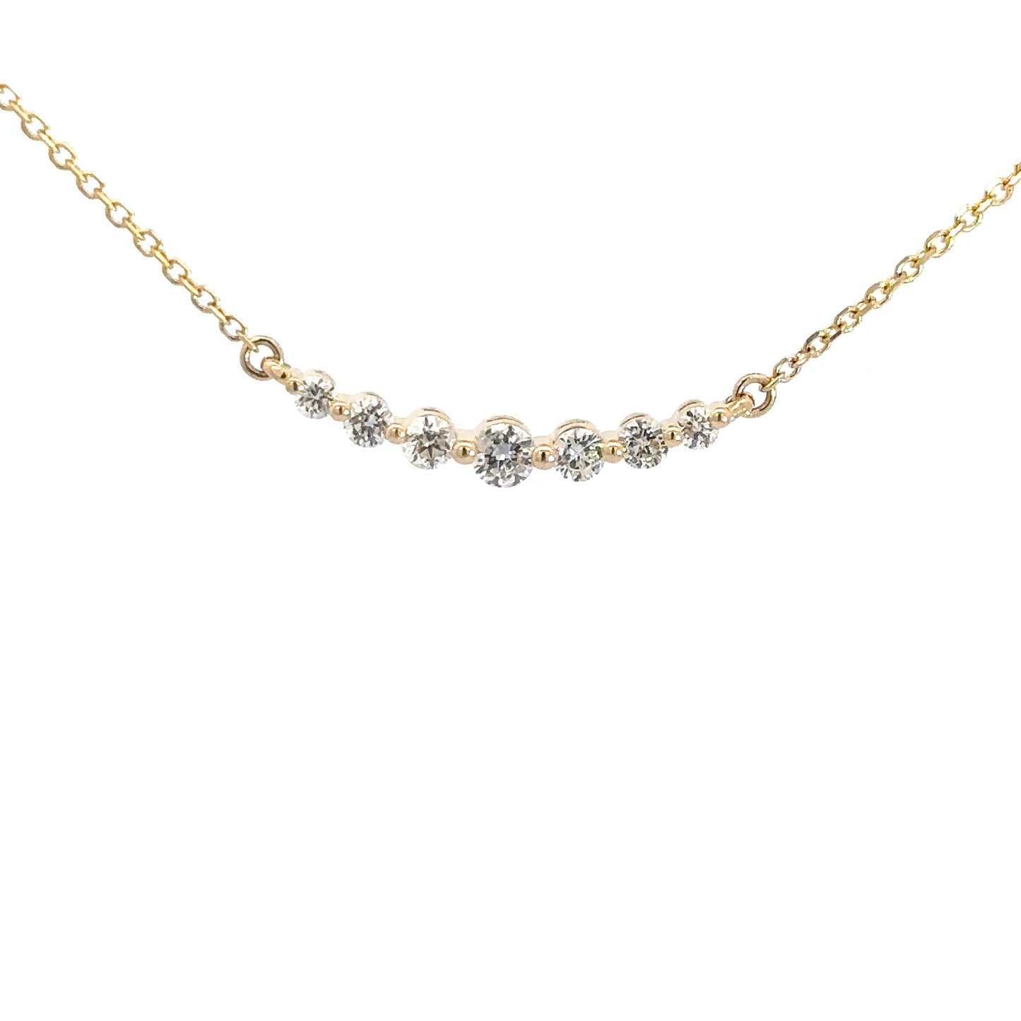 14k Yellow Gold 7 Diamond Necklace .90cttw