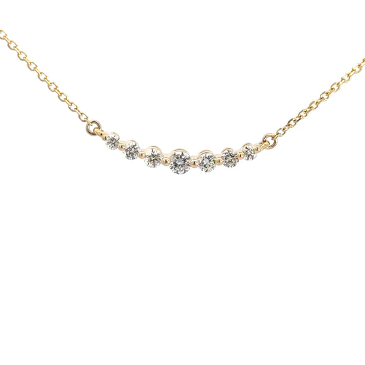 14k Yellow Gold 7 Diamond Necklace .90cttw