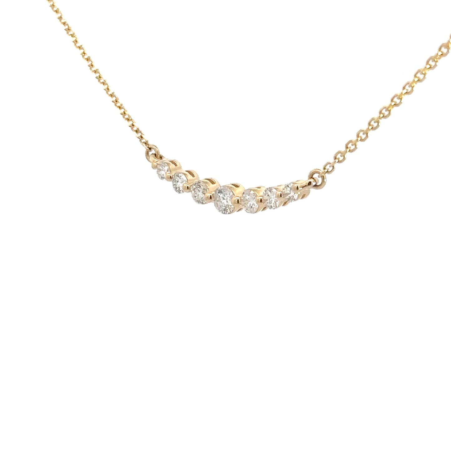 14k Yellow Gold 7 Diamond Necklace .90cttw