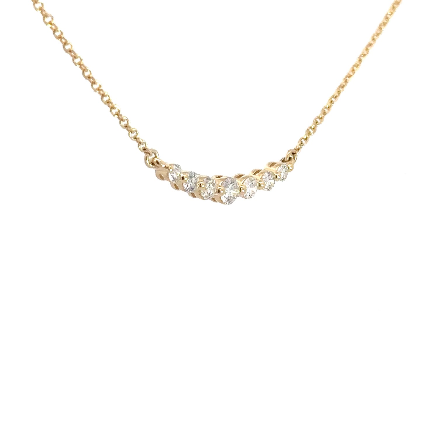 14k Yellow Gold 7 Diamond Necklace .90cttw