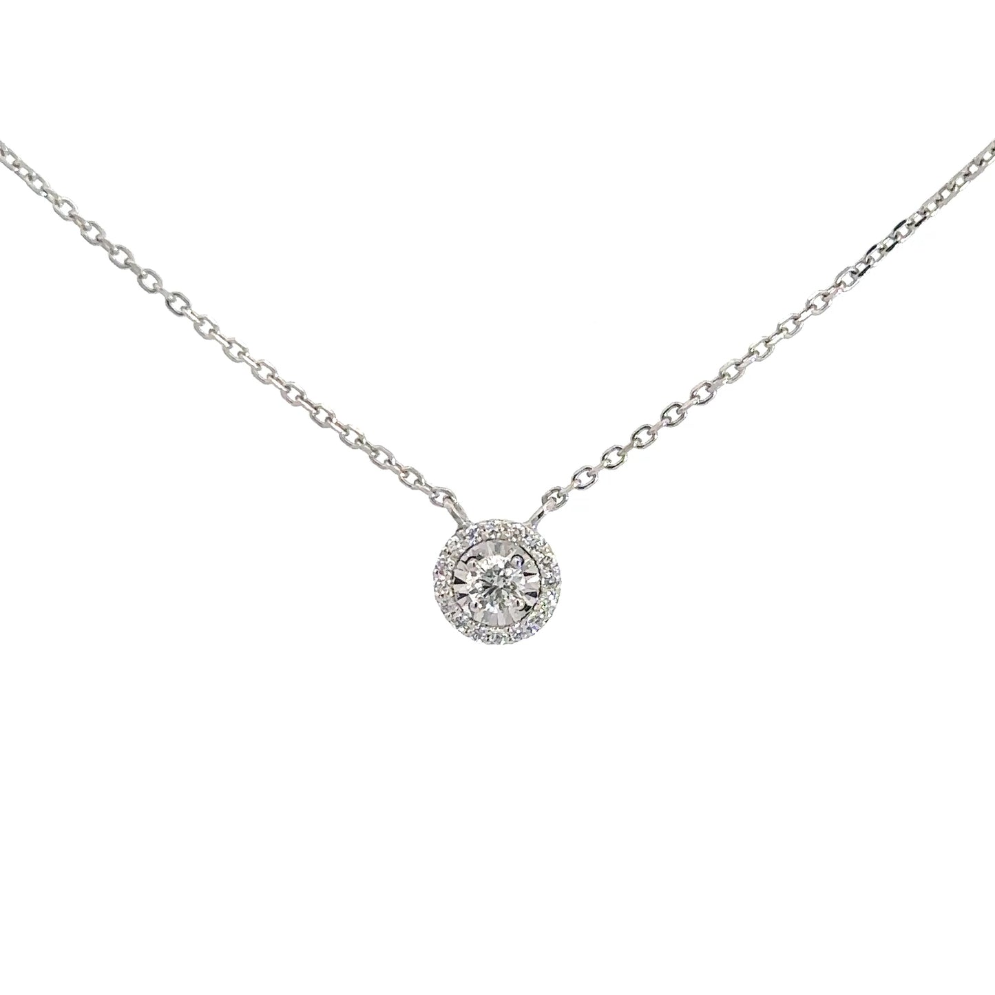 14k White Gold Diamond Cluster Pendant .31cttw