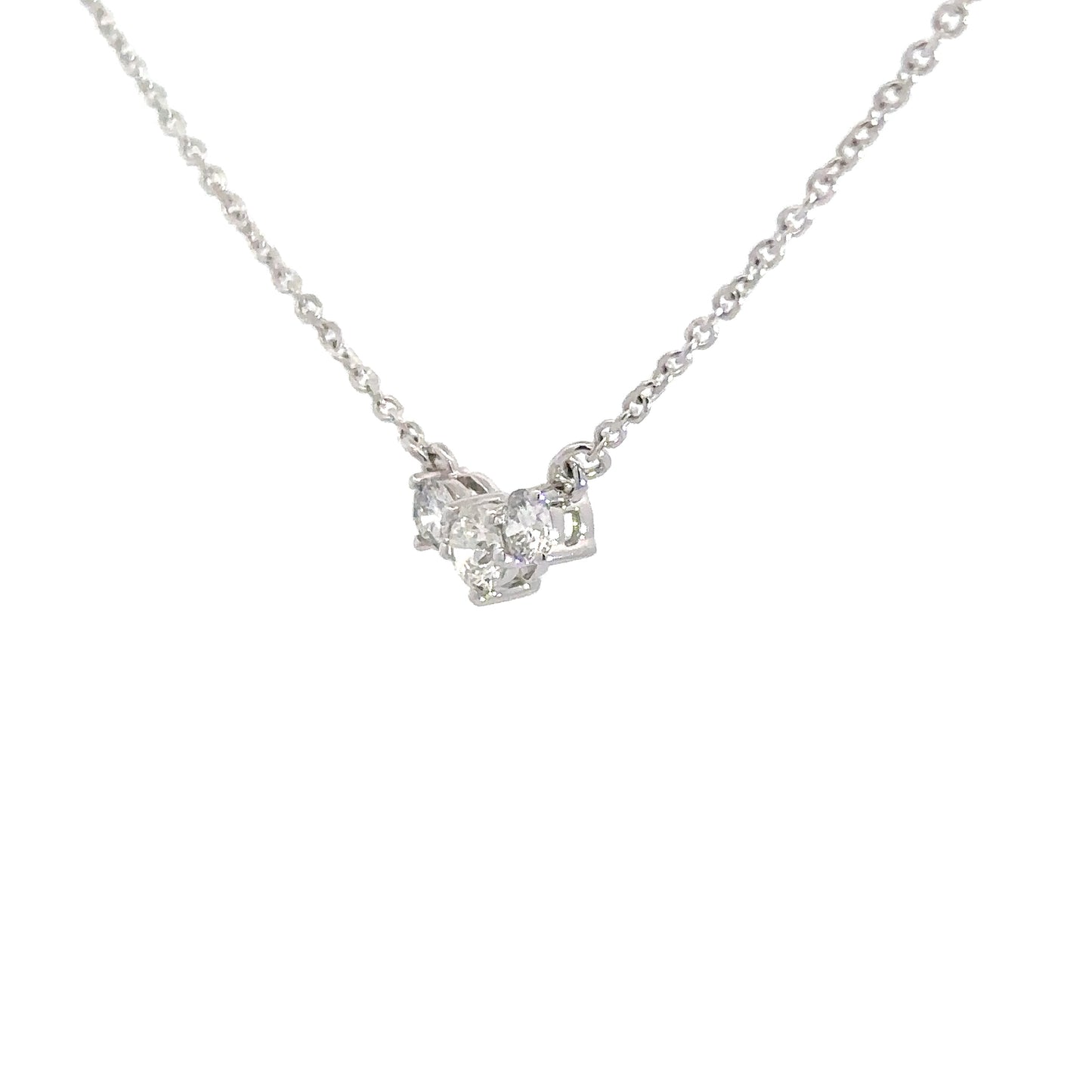 14k White Gold Three Diamond Pendant .81cttw