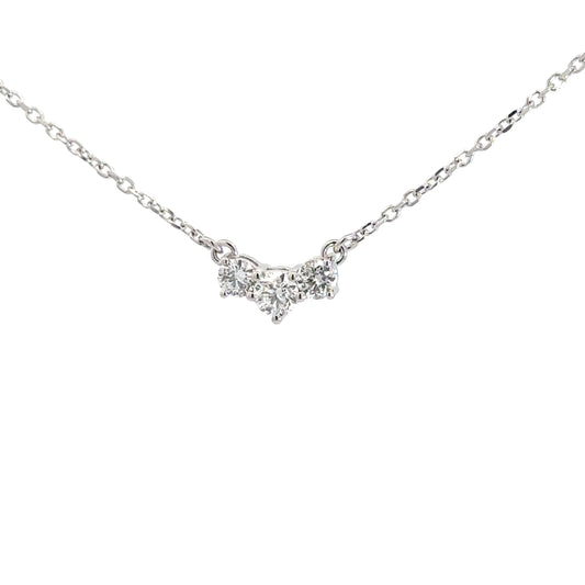 14k White Gold Three Diamond Pendant .81cttw