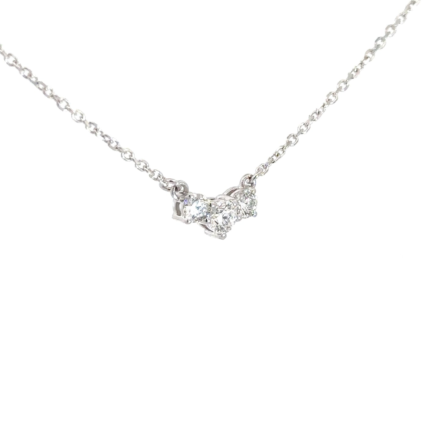14k White Gold Three Diamond Pendant .81cttw