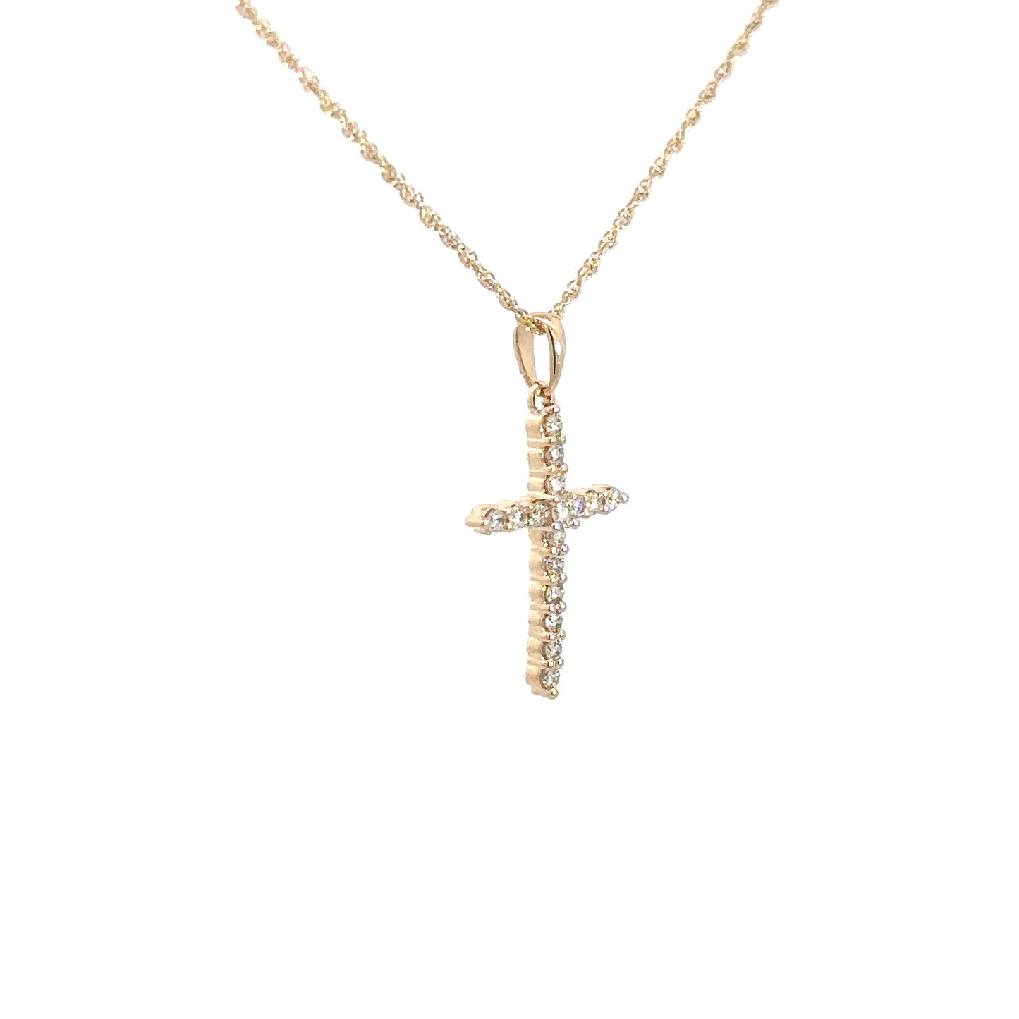 14k Yellow Gold Diamond Cross .25cttw