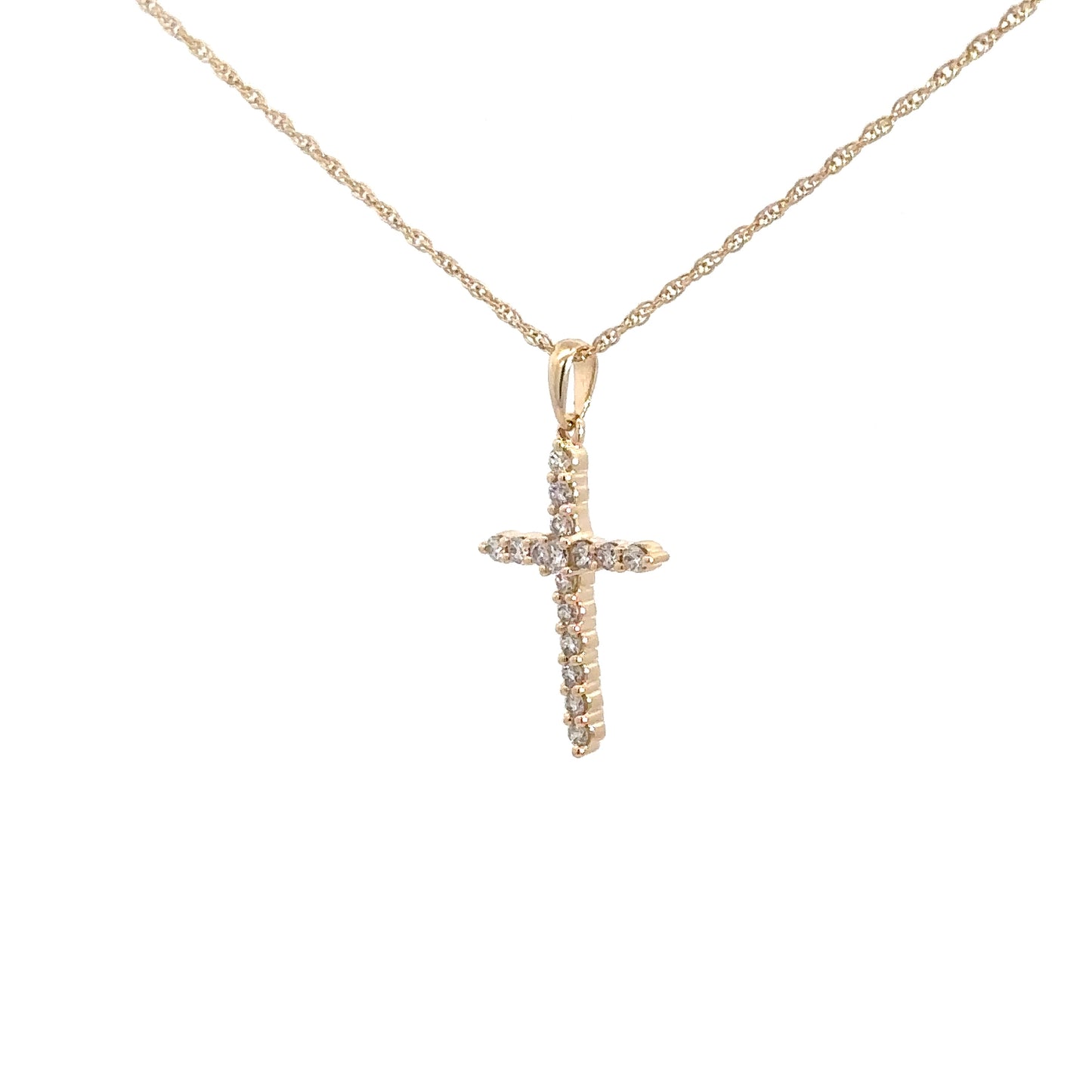 14k Yellow Gold Diamond Cross .25cttw