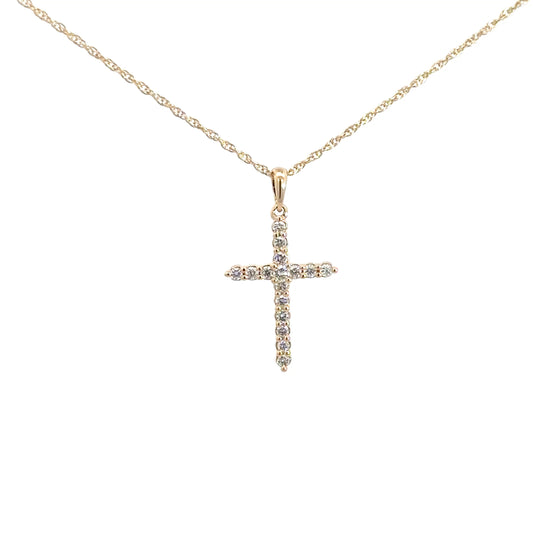 14k Yellow Gold Diamond Cross .25cttw