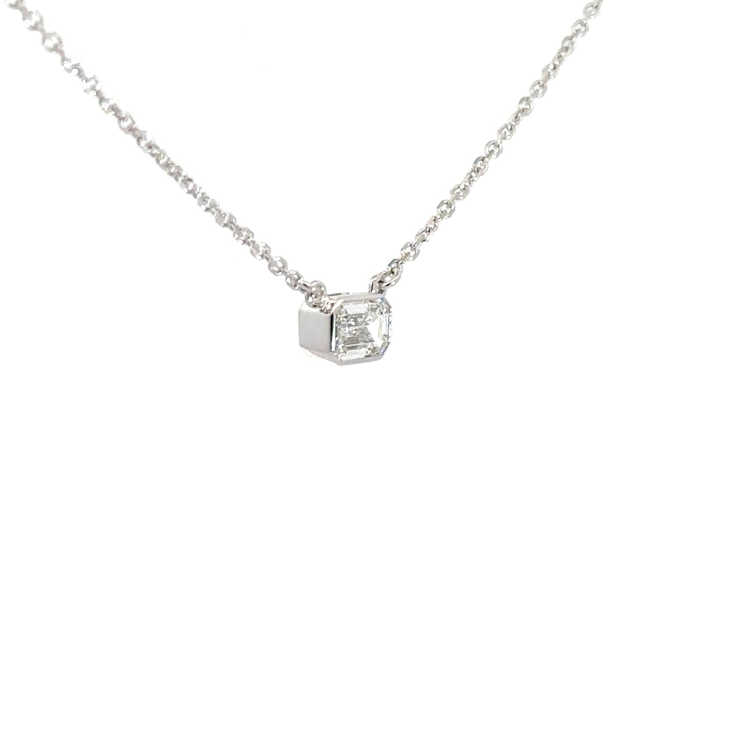 14k White Gold Lab Grown Emerald Cut Diamond Pendant 1.10cttw