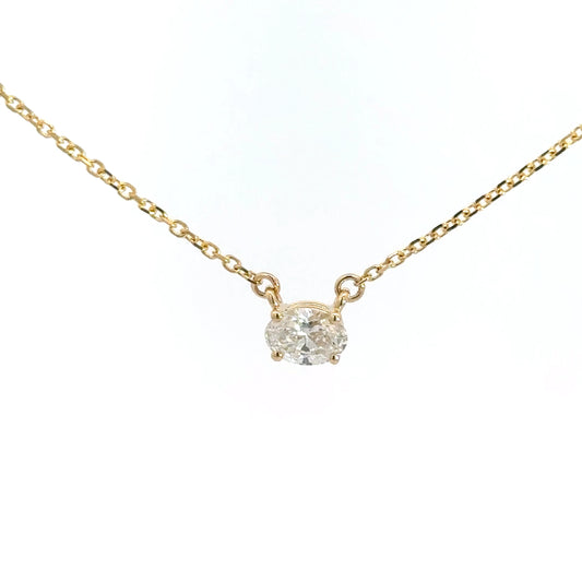 14k Yellow Gold Lab Grown Oval Pendant 1.06cttw