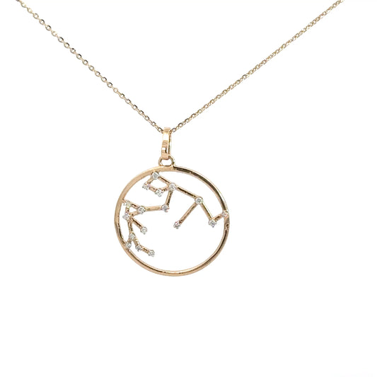 14k Yellow Diamond Zodiac Pendant Capricorn .08cttw