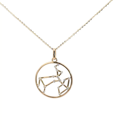 14k Yellow Gold Diamond Zodiac Sagittarius Pendant .12cttw