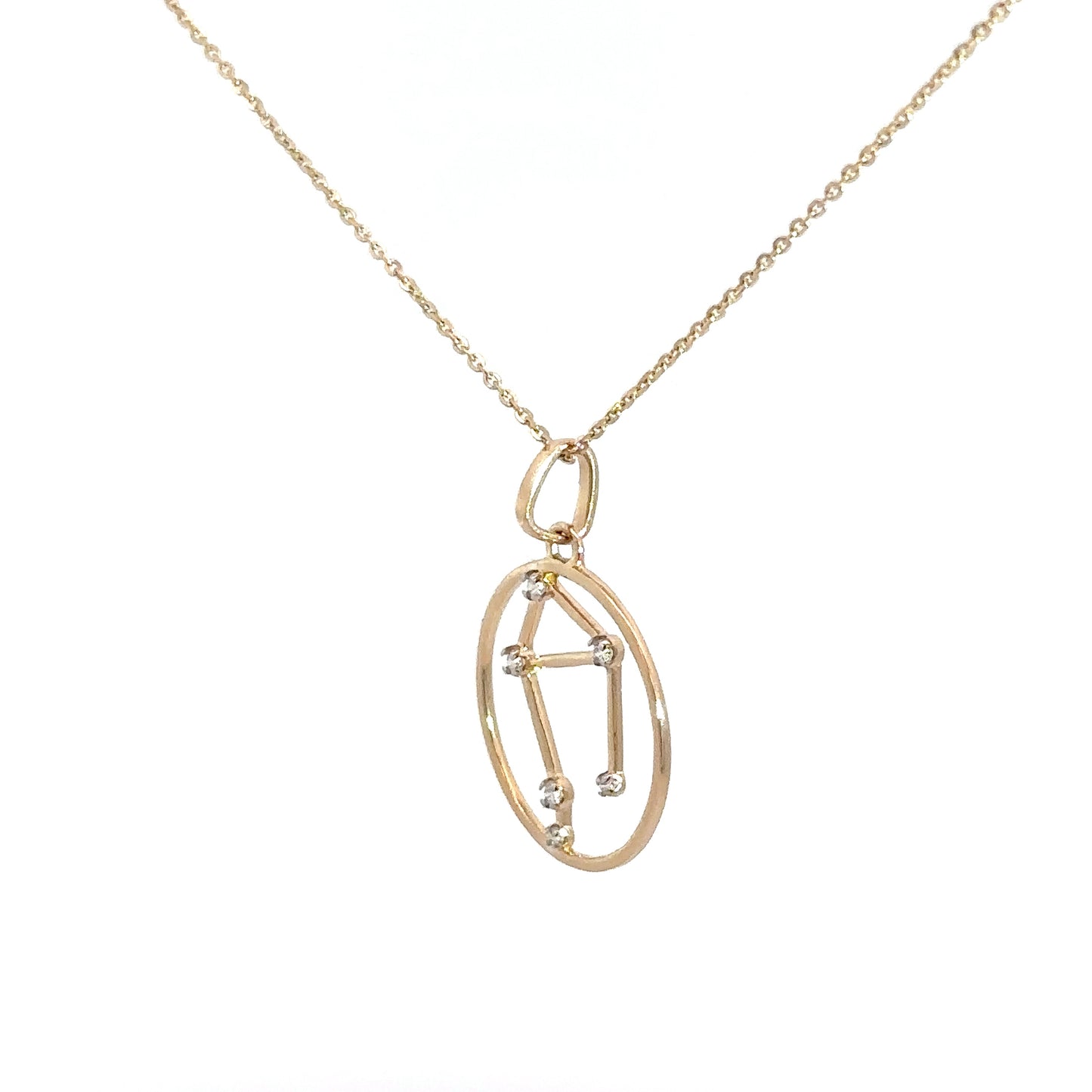 14k Yellow Gold Diamond Zodiac Libra Pendant .08cttw