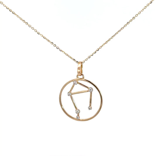 14k Yellow Gold Diamond Zodiac Libra Pendant .08cttw