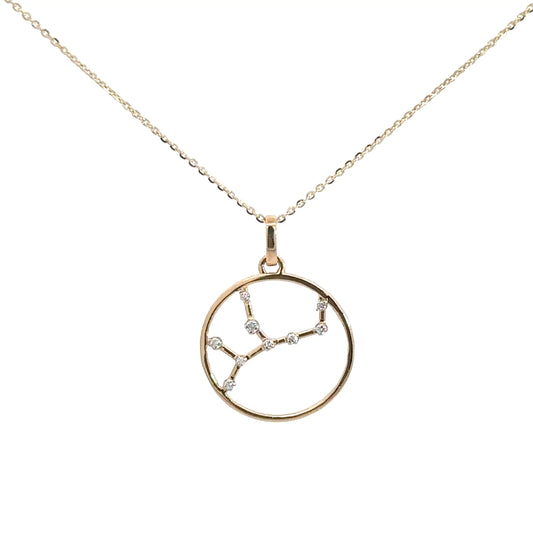 14k Yellow Gold Diamond Zodiac Pendant Aquarius .08cttw