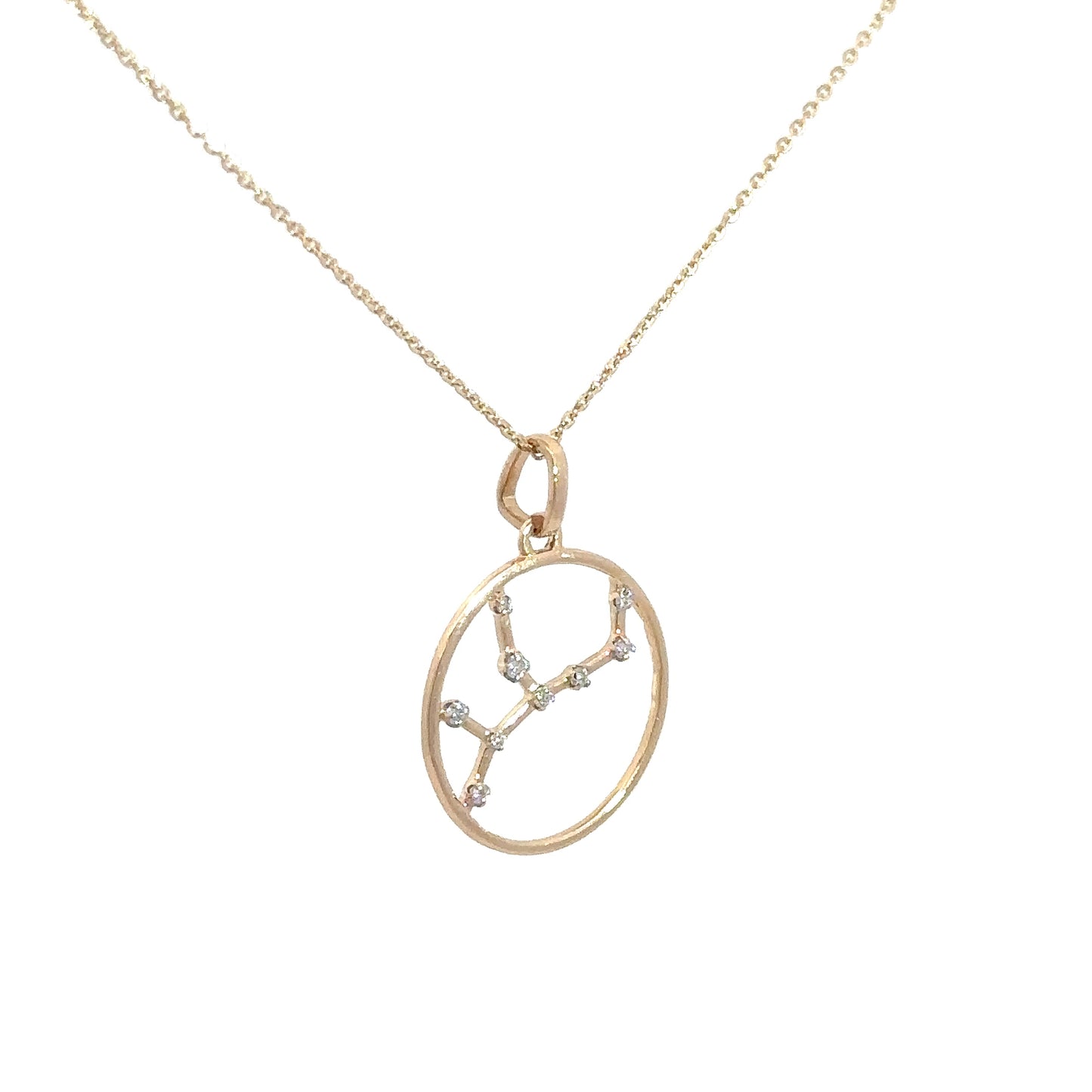 14k Yellow Gold Diamond Zodiac Pendant Aquarius .08cttw