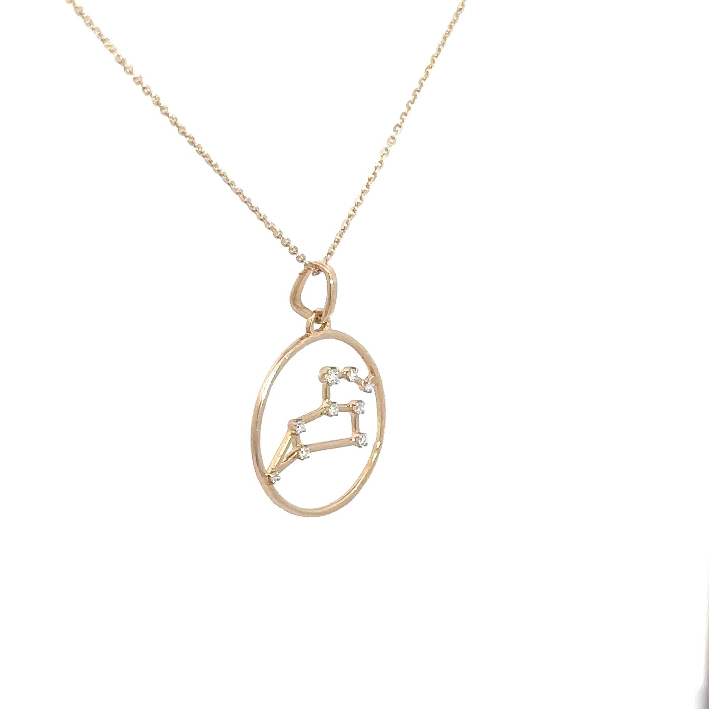 14k Yellow Gold Diamond Zodiac Pendant Leo .08cttw