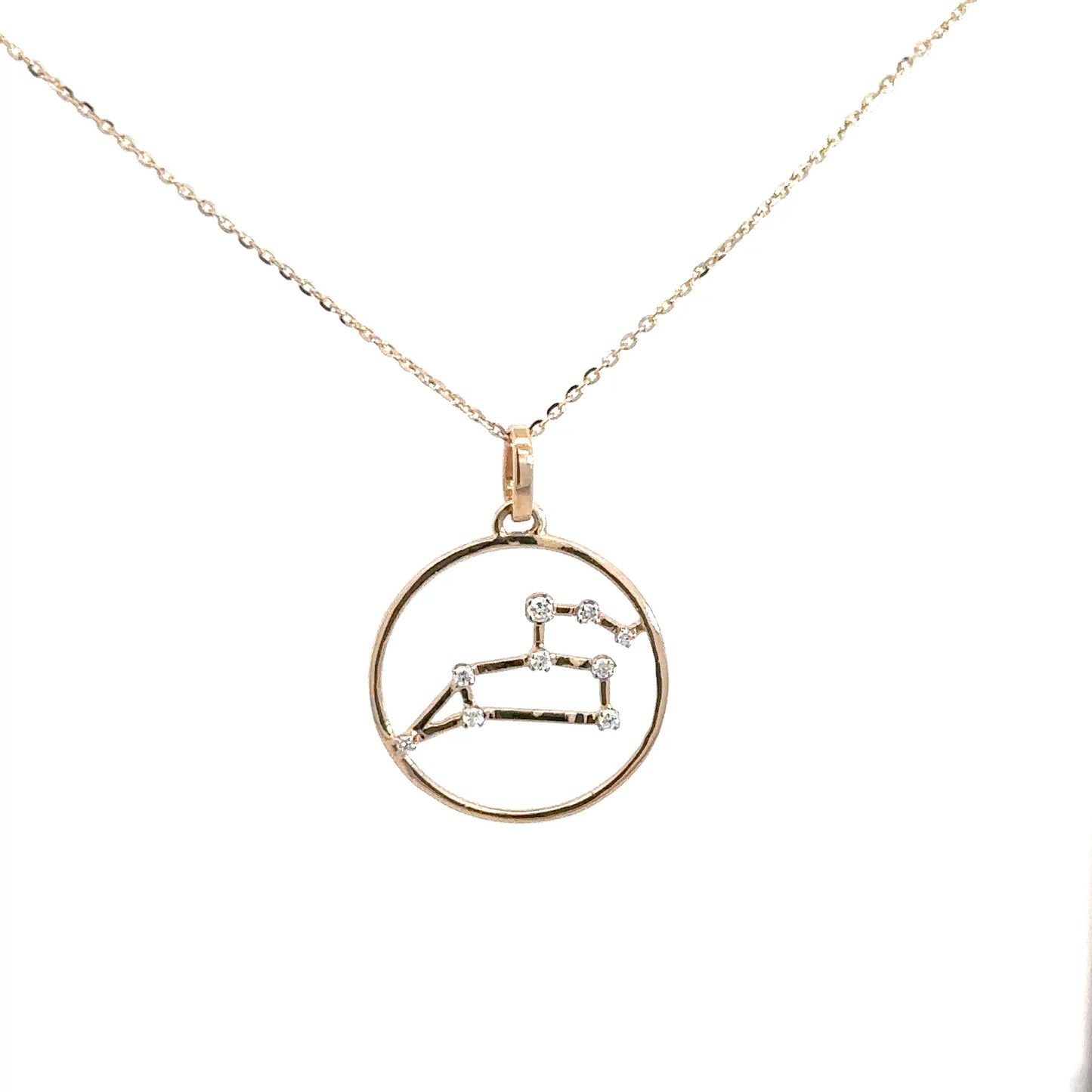 14k Yellow Gold Diamond Zodiac Pendant Leo .08cttw