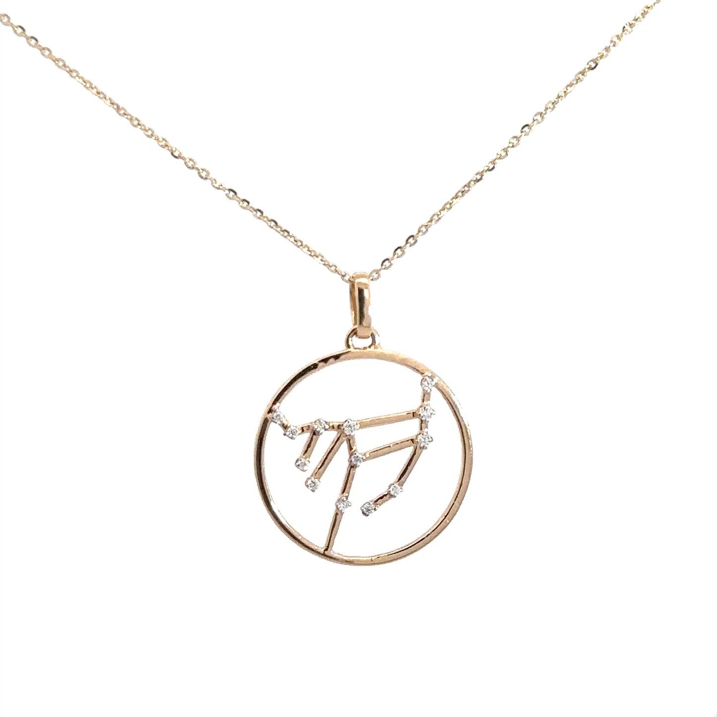 14k Yellow Gold Diamond Virgo Zodiac Pendant .07cttw