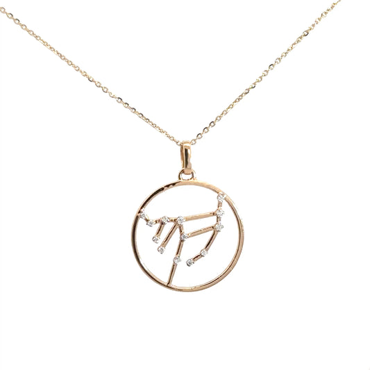 14k Yellow Gold Diamond Virgo Zodiac Pendant .07cttw