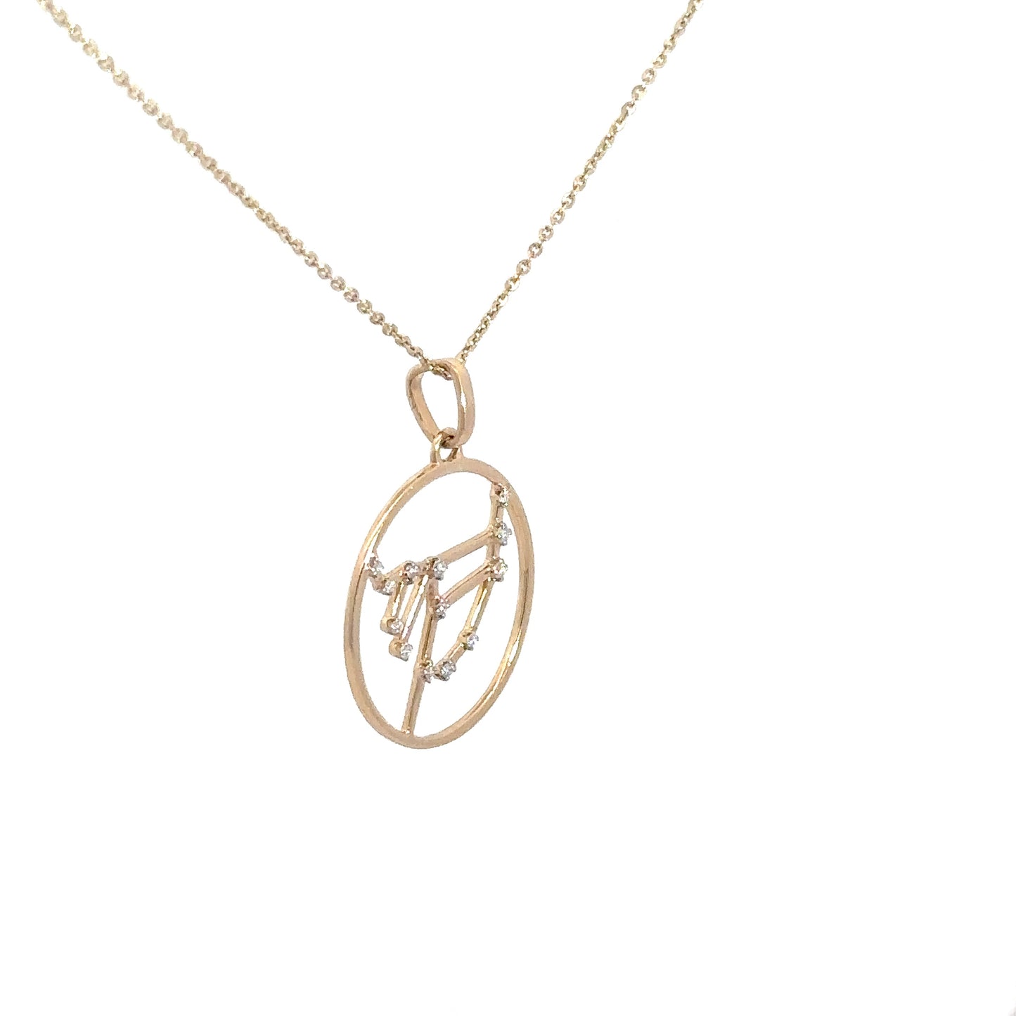 14k Yellow Gold Diamond Virgo Zodiac Pendant .07cttw