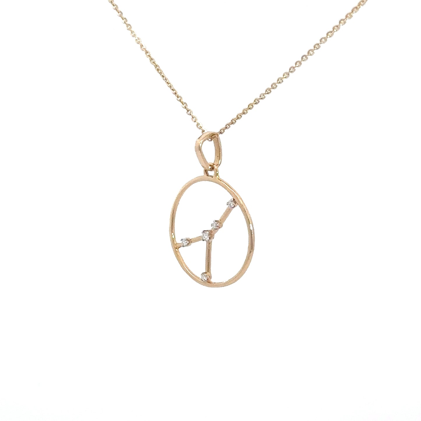 14k Yellow Gold Diamond Zodiac Pendant .05cttw Cancer