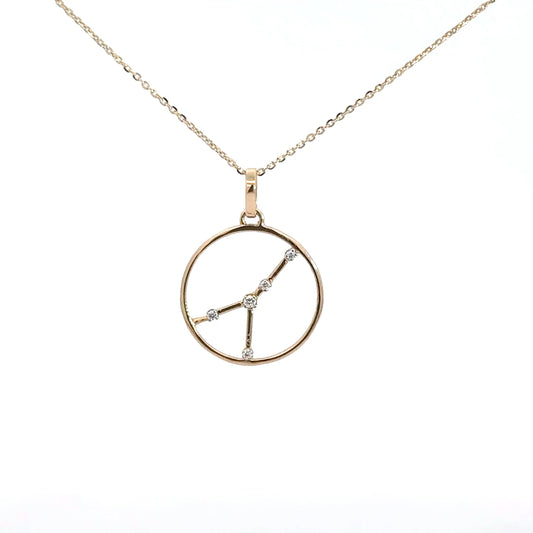 14k Yellow Gold Diamond Zodiac Pendant .05cttw Cancer