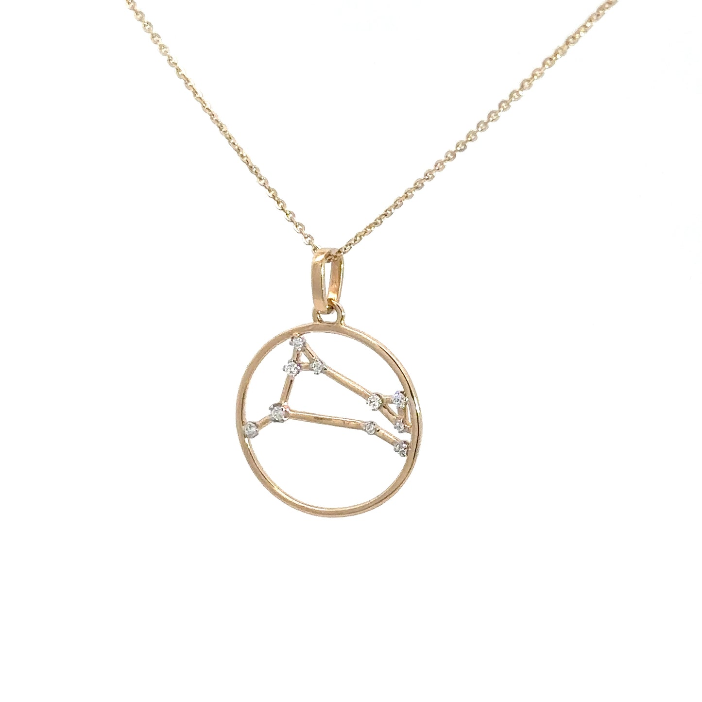 14k Yellow Gold Diamond Zodiac Pendant .08cttw Aries
