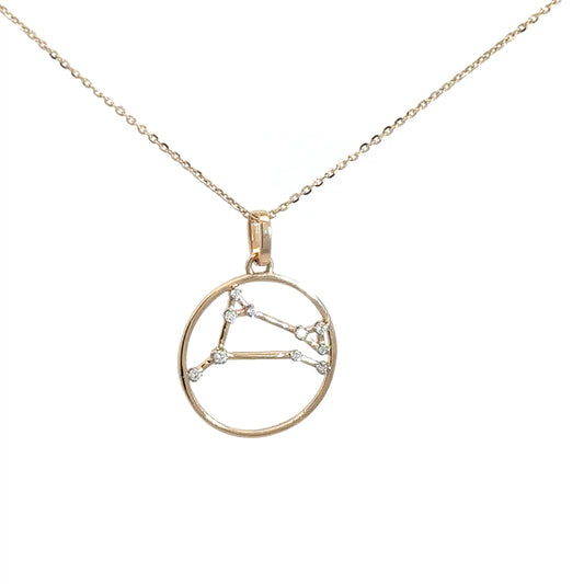 14k Yellow Gold Diamond Zodiac Pendant .08cttw Aries