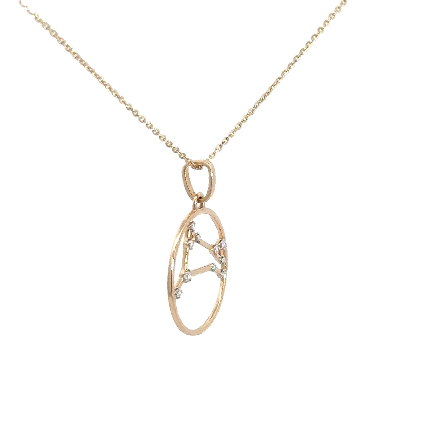 14k Yellow Gold Diamond Zodiac Pendant .08cttw Aries