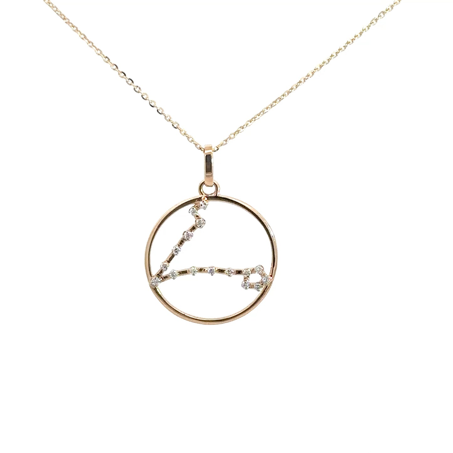 14k Yellow Gold Diamond Zodiac Pendant Pisces .08cttw