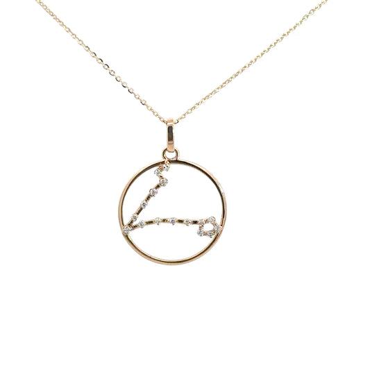 14k Yellow Gold Diamond Zodiac Pendant Pisces .08cttw