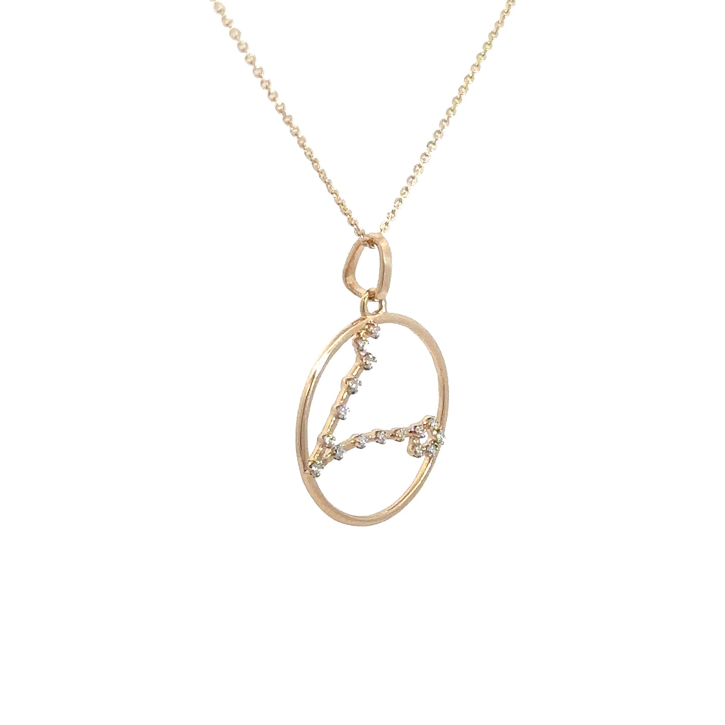 14k Yellow Gold Diamond Zodiac Pendant Pisces .08cttw