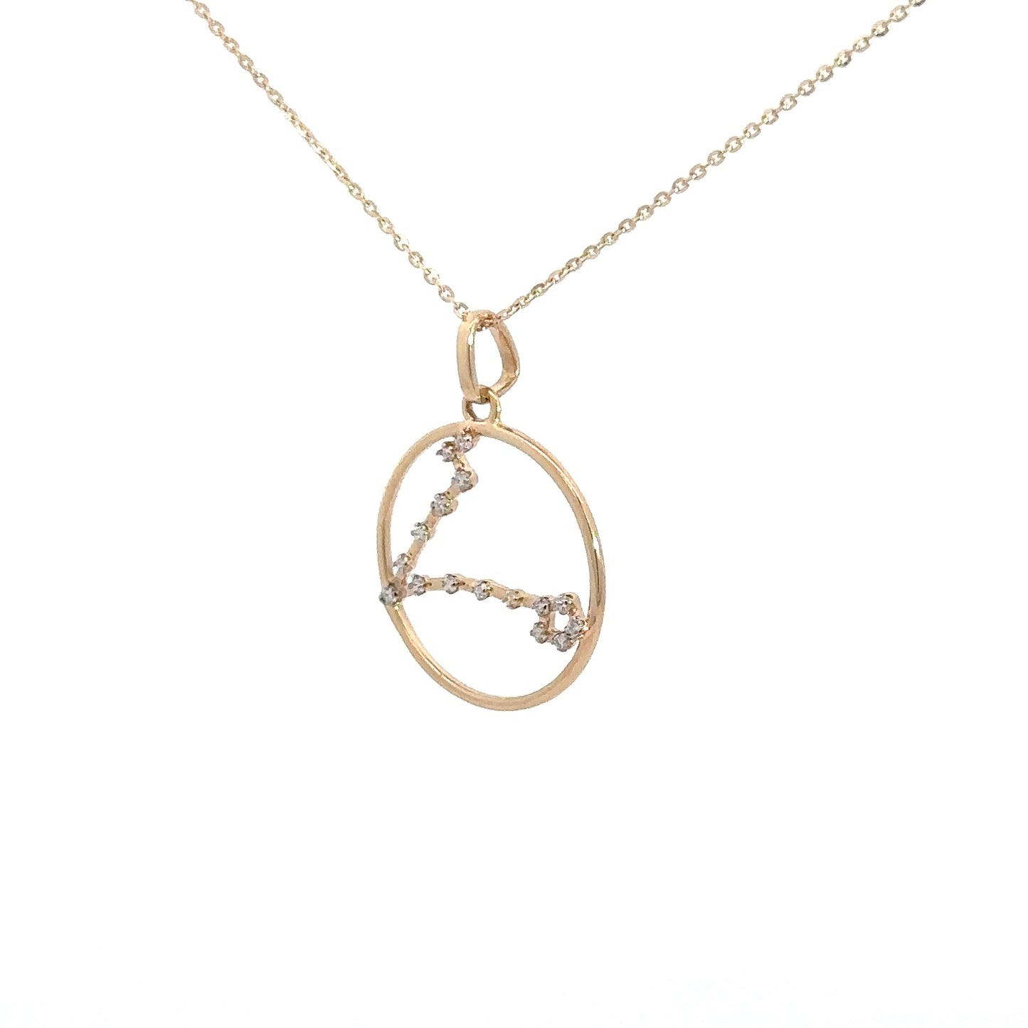 14k Yellow Gold Diamond Zodiac Pendant Pisces .08cttw