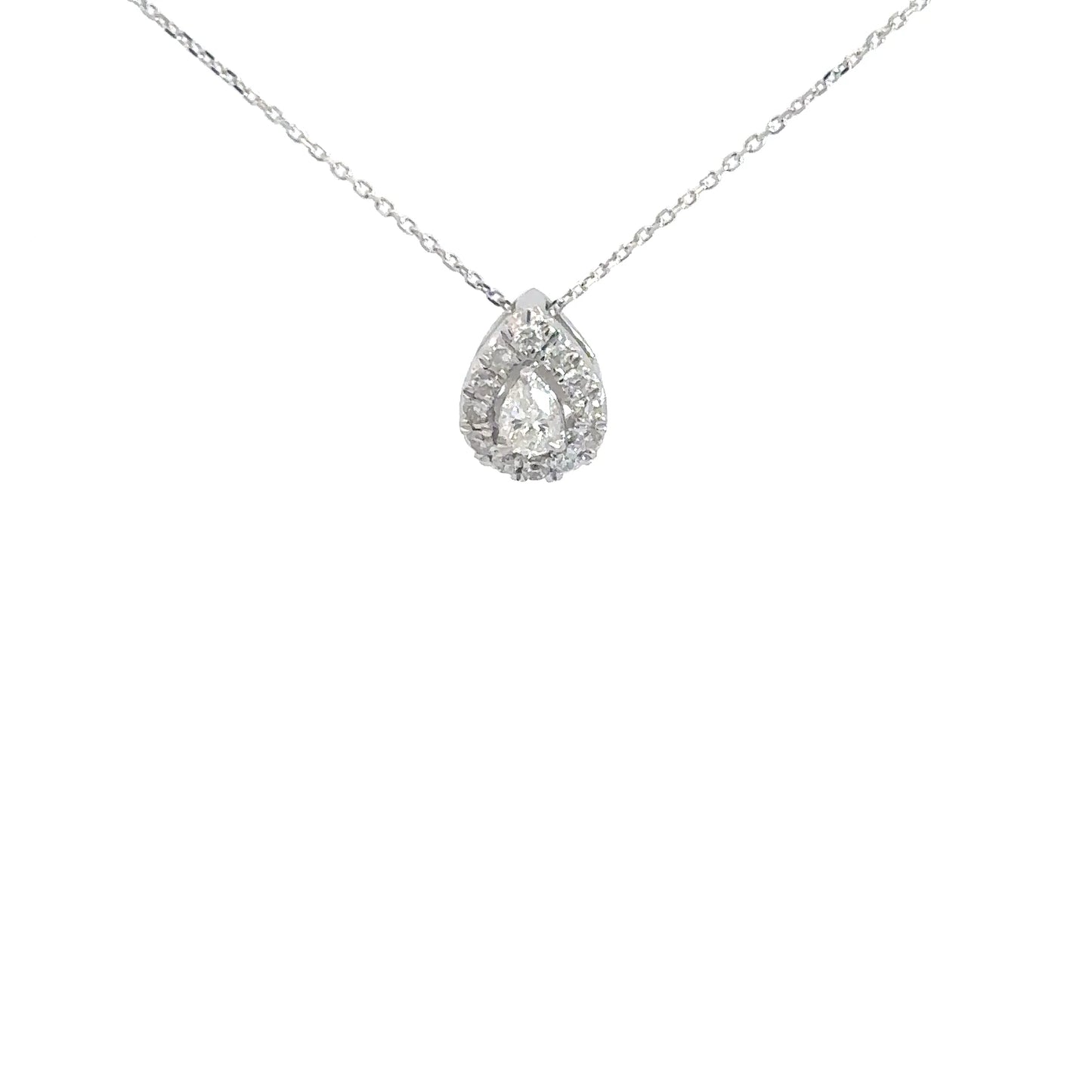 10k White Gold Diamond Pear Pendant.25cttw