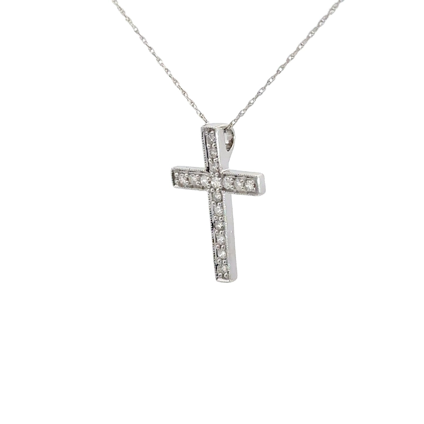 10k White Gold Diamond Cross 1/3cttw