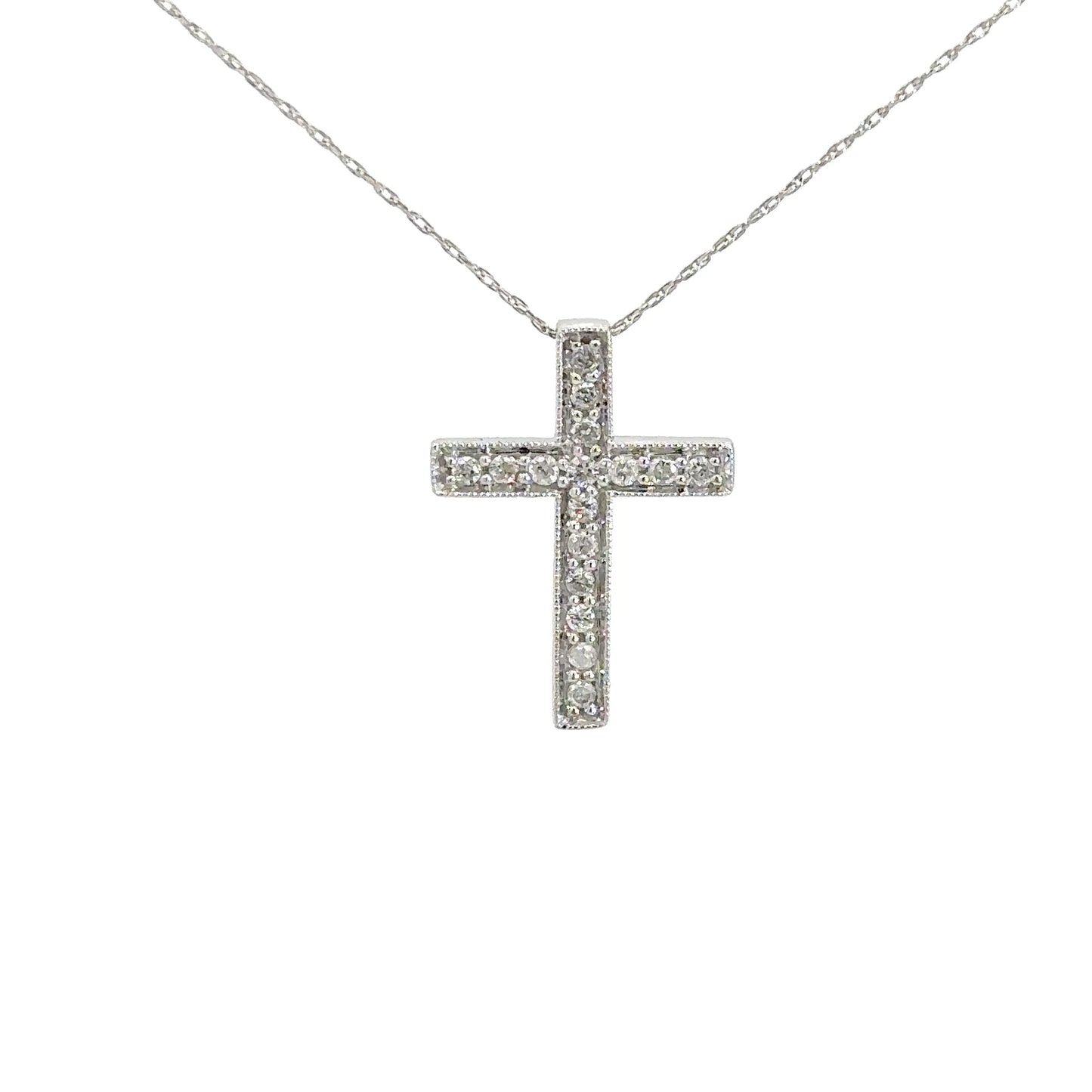 10k White Gold Diamond Cross 1/3cttw